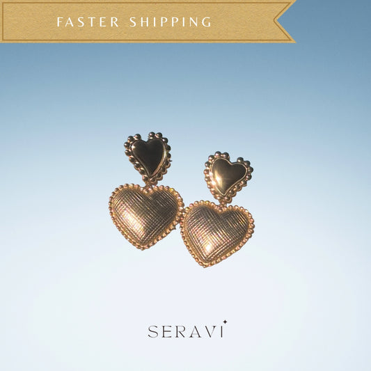 Golden Heart - Drop Earrings