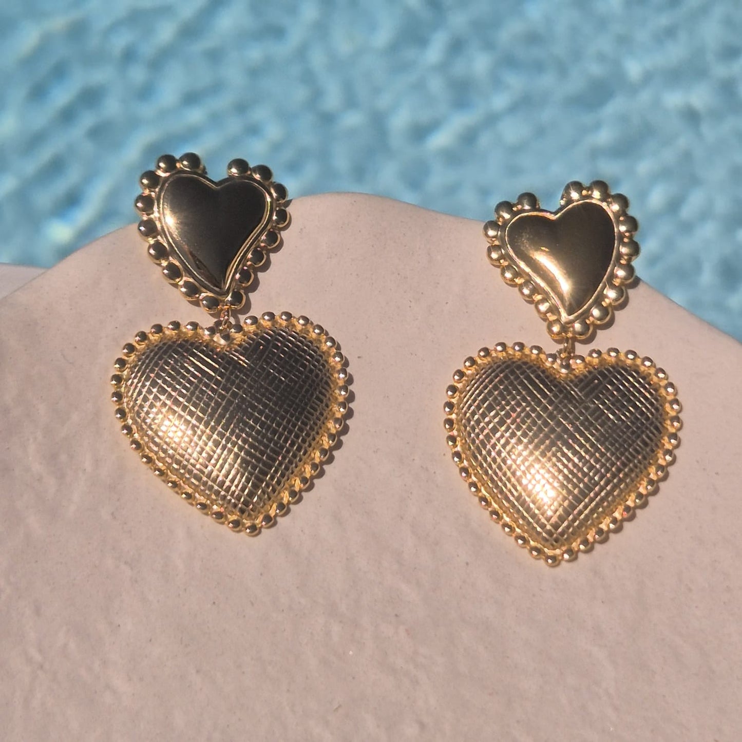 Golden Heart - Drop Earrings