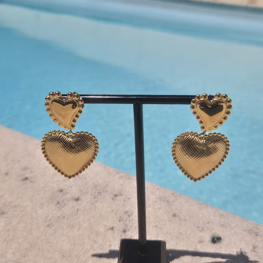 Golden Heart - Drop Earrings
