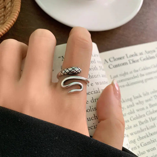 Retro Snake Open Ring - 925 Silver