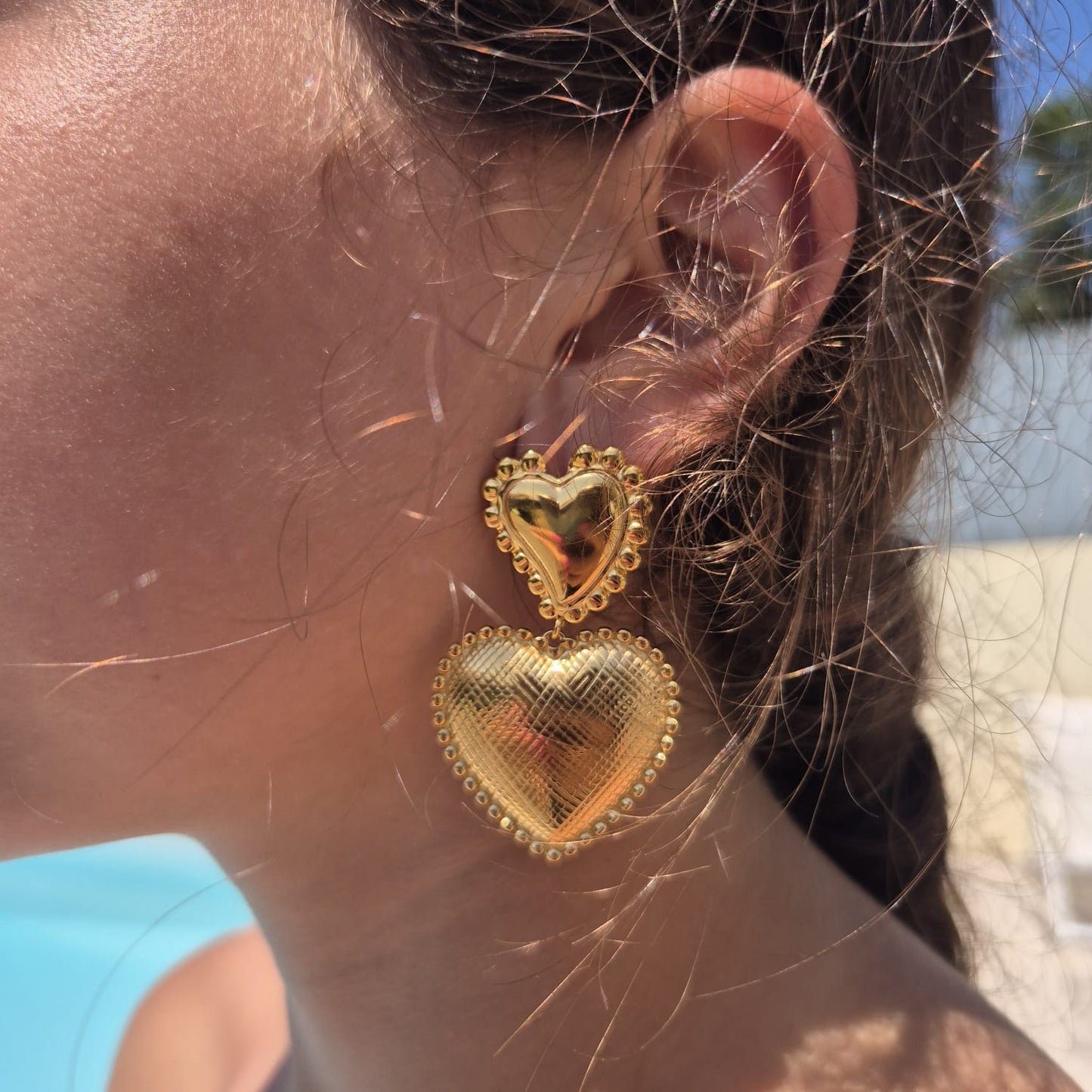 Golden Heart - Drop Earrings