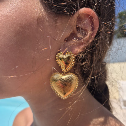 Golden Heart - Drop Earrings