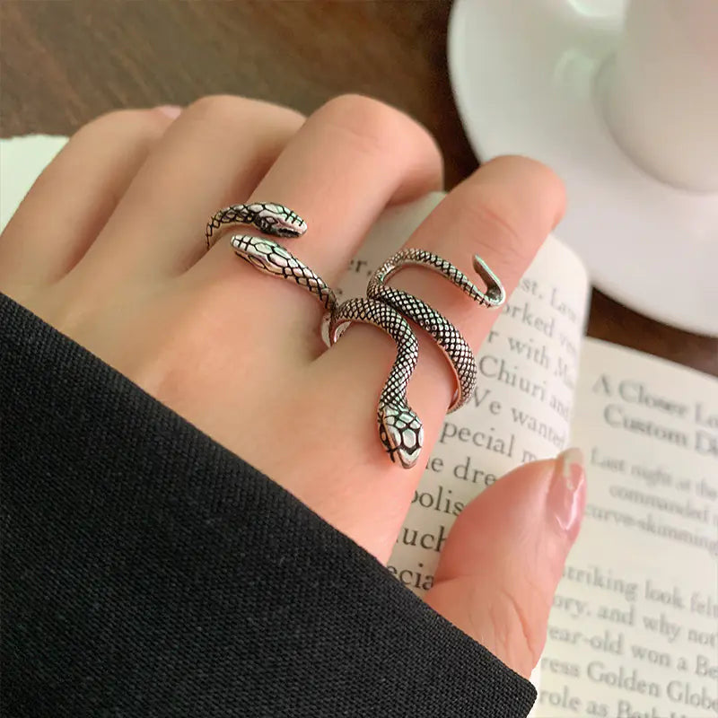Retro Snake Open Ring - 925 Silver